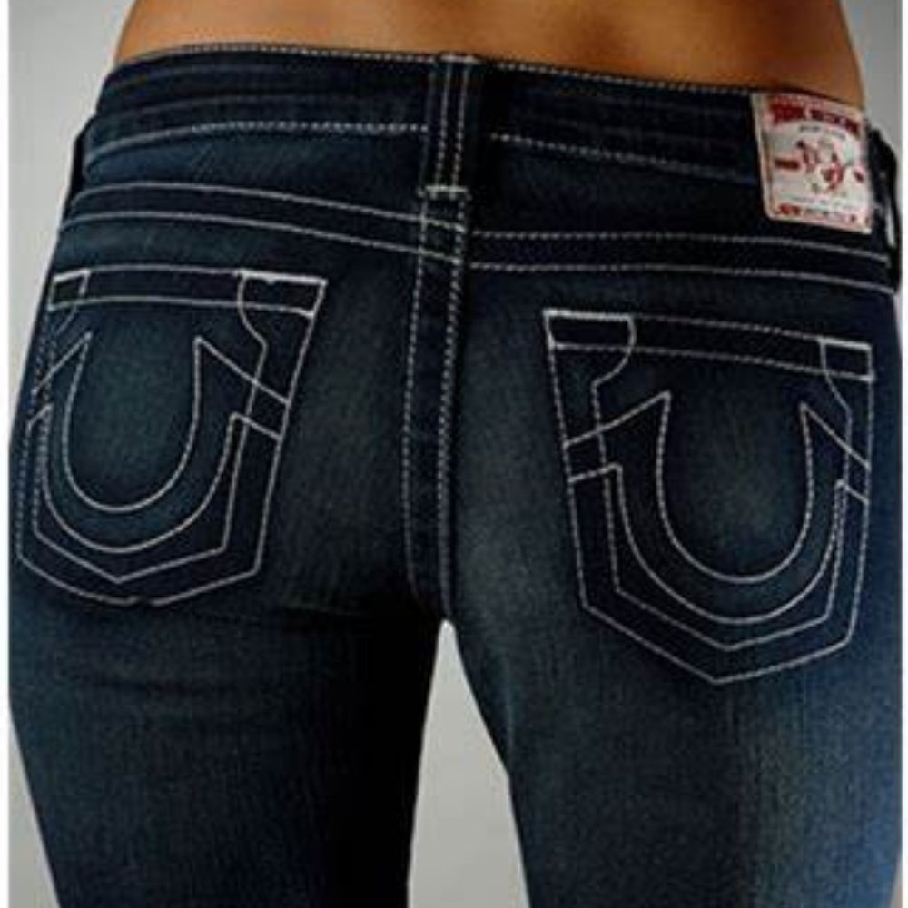 TRUE RELIGION "Skinny"  Dark Wash Low Rise Stretch Jeans  26X36